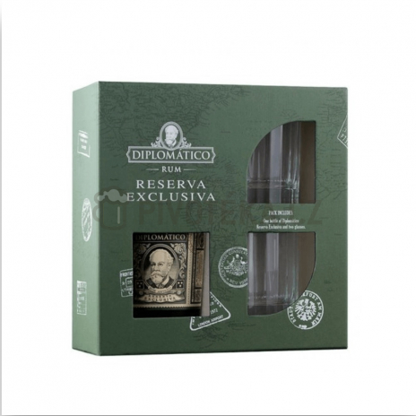 Diplomatico Reserva Exclusiva Old Fashioned Gift box 2 x sklo 40% 0,7l