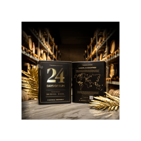 Rumový adventní kalendář 24 Days of Rum Black Edition 24 × 0,02 l + 2 skleničky