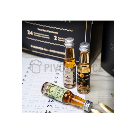 Rumový adventní kalendář 24 Days of Rum Black Edition 24 × 0,02 l + 2 skleničky