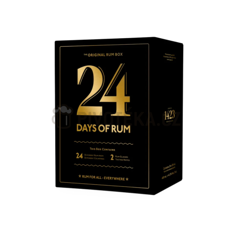 Rumový adventní kalendář 24 Days of Rum Black Edition 24 × 0,02 l + 2 skleničky