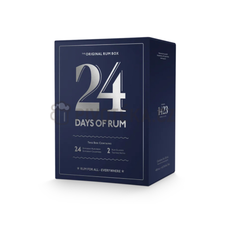 Rumový adventní kalendář 24 Days of Rum Blue Edition 24 × 0,02 l + 2 skleničky