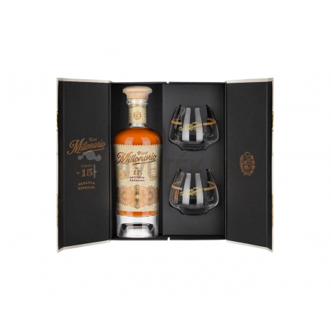 Ron Millonario 15 Reserva Especial 40% 0,7 l (dárkové balení 2 sklenice)
