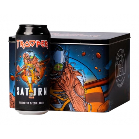 Trooper Saturn dárkový box  6x0,5l plech pivovar Elektrárna